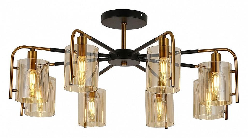 Люстра на штанге Escada Elegant 671/8P цвет плафона/подвески Оранжевый, цвет арматуры Золото, Черный