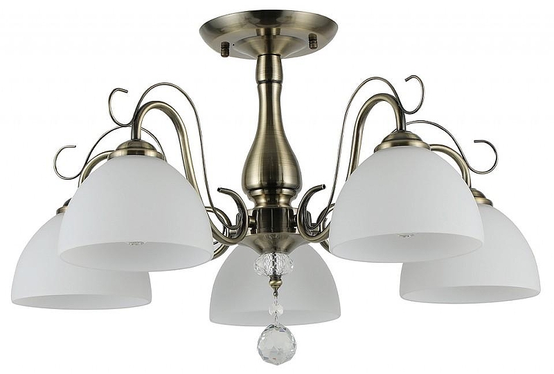 Люстра на штанге Escada Essay 1149/5P Bronze цвет плафона/подвески Белый, Прозрачный, цвет арматуры Бронза