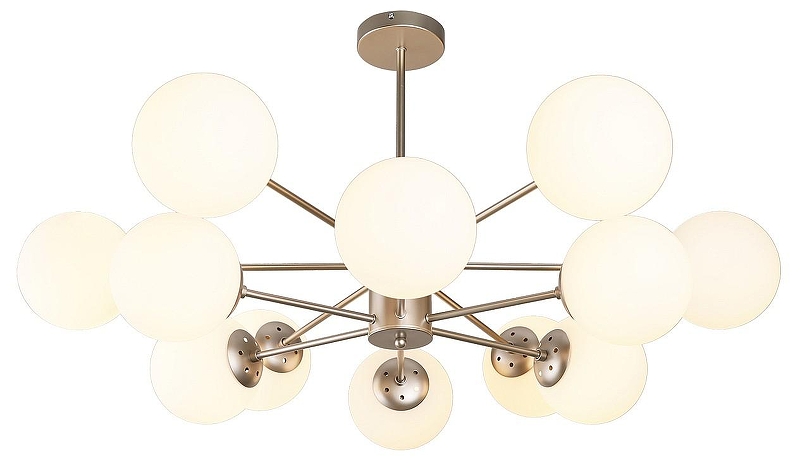 Люстра на штанге Escada ETHEREAL 2110/12P Nickel цвет плафона/подвески Белый, цвет арматуры Никель