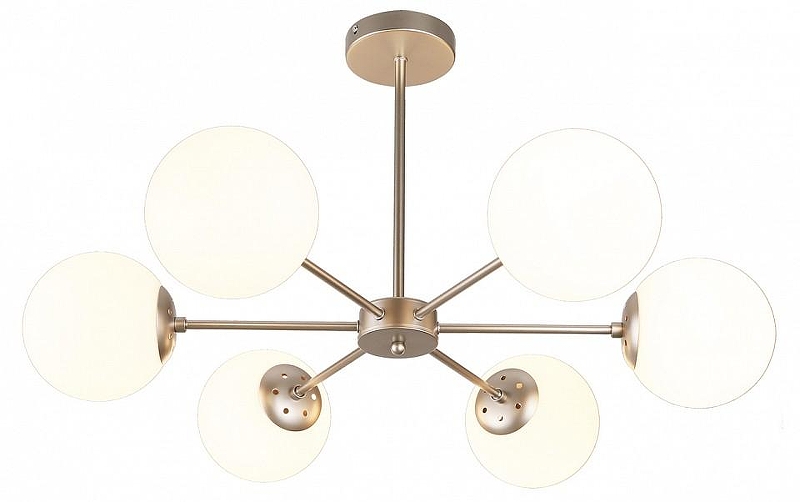 Люстра на штанге Escada ETHEREAL 2110/6P Nickel цвет плафона/подвески Белый, цвет арматуры Никель