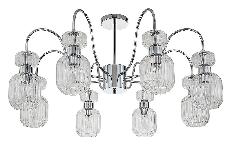 Люстра на штанге Escada Gloss 1141/8PL Chrome/Clear цвет плафона/подвески Прозрачный, цвет арматуры Хром