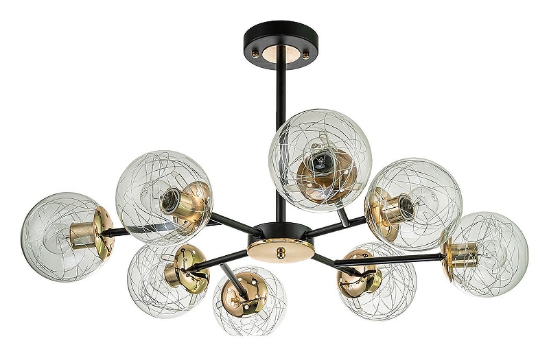 Люстра на штанге Escada Miracle 1146/8P цвет плафона/подвески Прозрачный, цвет арматуры Бронза, Черный