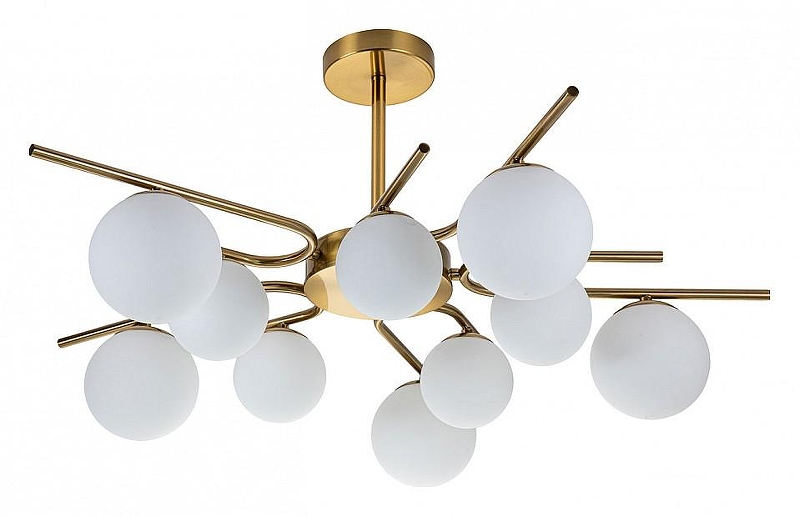 Люстра на штанге Escada Sphere 642/10P Brass цвет плафона/подвески Белый, цвет арматуры Бронза