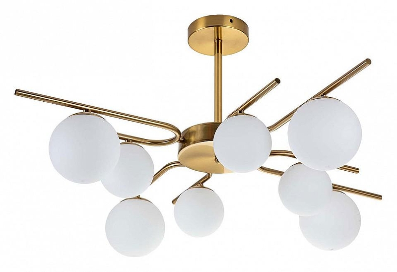Люстра на штанге Escada Sphere 642/8P Brass цвет плафона/подвески Белый, цвет арматуры Бронза