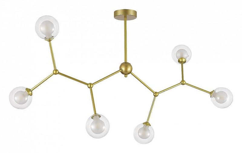 Люстра на штанге EVOLUCE Arcus SLE1106-203-06 цвет плафона/подвески Белый, Прозрачный, цвет арматуры Золото