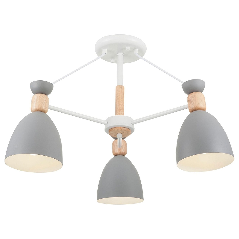 Люстра на штанге Freya Delia FR5033CL-03W цвет плафона/подвески Белый, Серый, цвет арматуры Белый, Коричневый