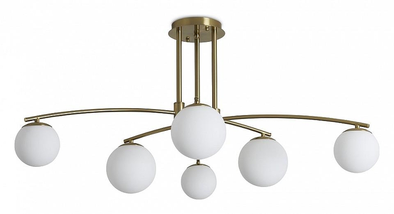 Люстра на штанге Freya Hanger FR5443CL-06BS цвет плафона/подвески Белый, цвет арматуры Латунь