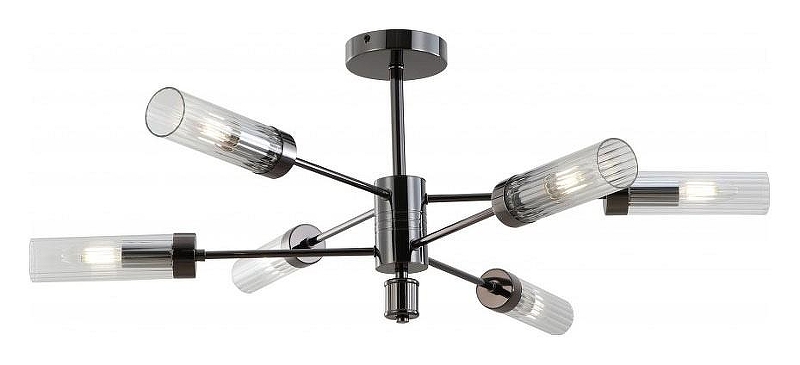 Люстра на штанге iLamp Evolution 15609-6 AN+CL цвет плафона/подвески Прозрачный, цвет арматуры Хром