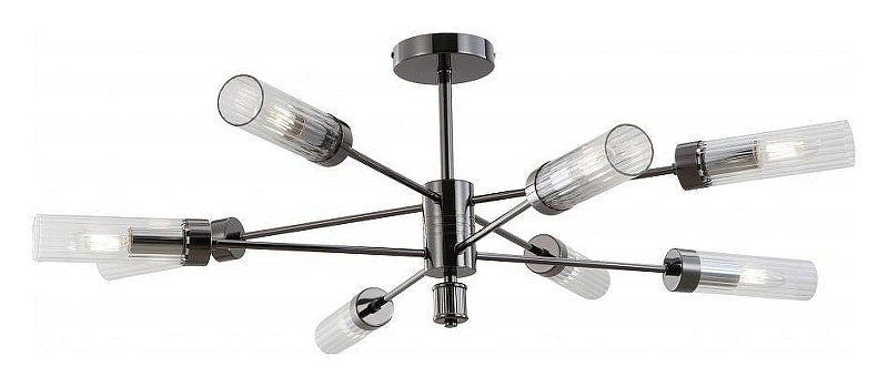 Люстра на штанге iLamp Evolution 15609-8 AN+CL цвет плафона/подвески Прозрачный, цвет арматуры Хром