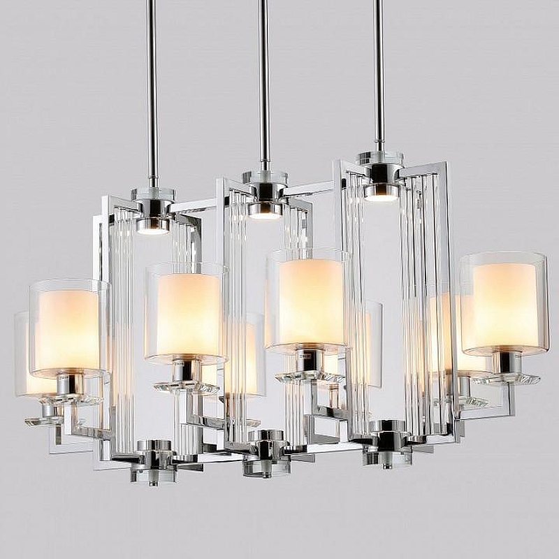 Люстра на штанге iLamp King RM6201-8P CR+CL цвет плафона/подвески Белый, Прозрачный, цвет арматуры Хром