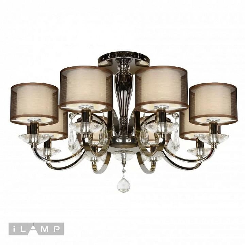 Люстра на штанге iLamp Sofia 88210/8 CR цвет плафона/подвески Белый, Коричневый, Прозрачный, цвет арматуры Хром