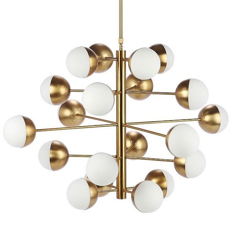 Люстра на штанге Imperiumloft Globe Cedar Moss Light 40,1667 цвет плафона/подвески Белый, Латунь, цвет арматуры Латунь