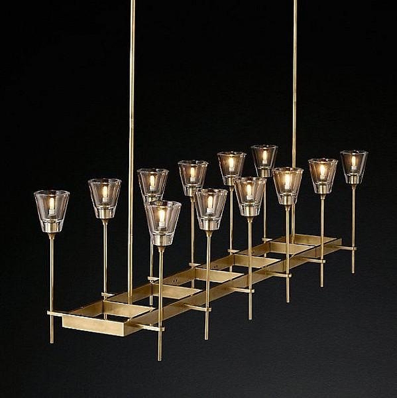 Люстра на штанге Imperiumloft Rh Torche De Verre L1near Chandel1er 12 40.1548 цвет плафона/подвески Прозрачный, цвет арматуры Латунь