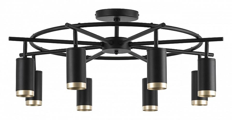 Люстра на штанге Lightstar Rullo LR71837840 цвет плафона/подвески Черный, Золото, цвет арматуры Черный