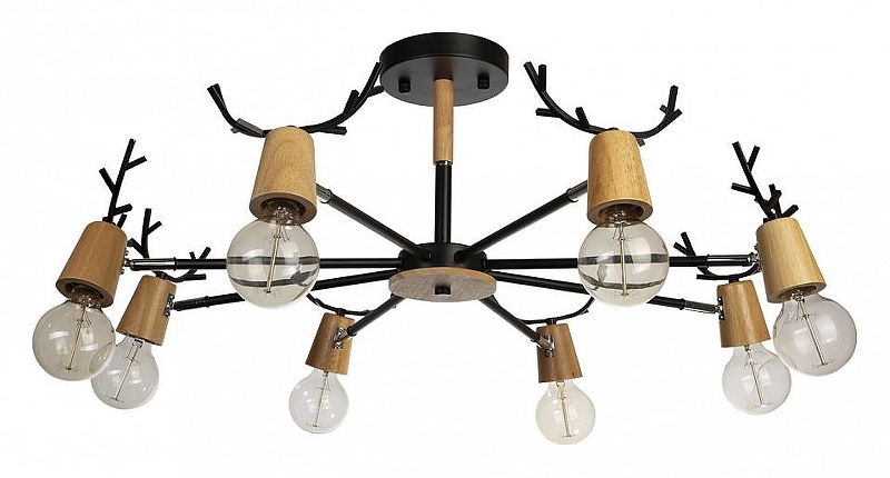 Люстра на штанге Loft it Sven 10024/8 Black цвет арматуры Коричневый, Черный