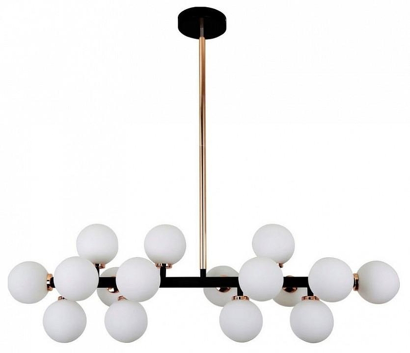 Люстра на штанге LUMINA DECO Marsiada LDP 6033-16 BK+MD цвет плафона/подвески Белый, цвет арматуры Бронза, Черный