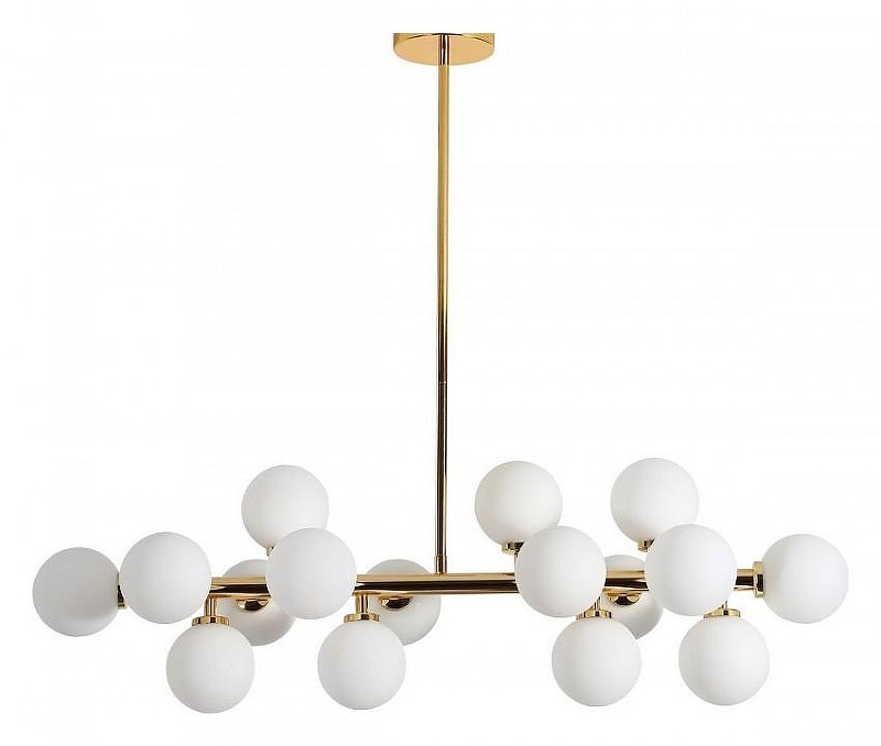 Люстра на штанге LUMINA DECO Marsiada LDP 6033-16 GD цвет плафона/подвески Белый, цвет арматуры Золото
