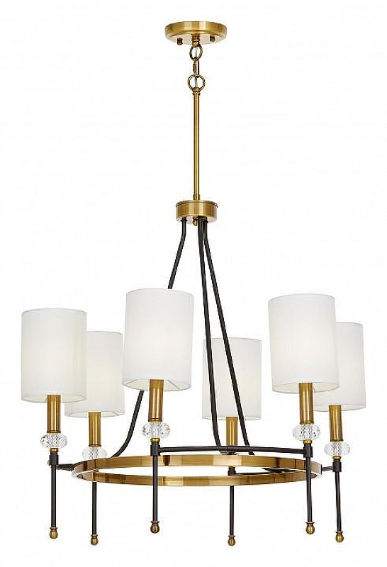 Люстра на штанге LUMINA DECO RODEZIO LDP 1229-6 MD цвет плафона/подвески Белый, цвет арматуры Латунь, Черный