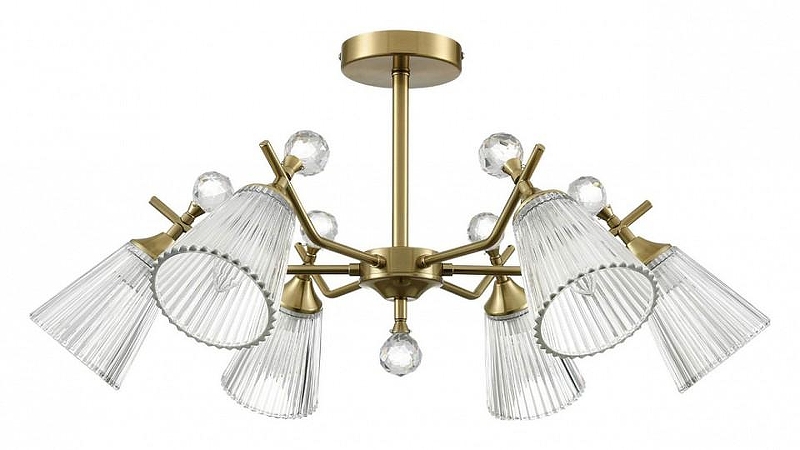 Люстра на штанге Lumion Aurica 8046/6C цвет плафона/подвески Прозрачный, цвет арматуры Латунь