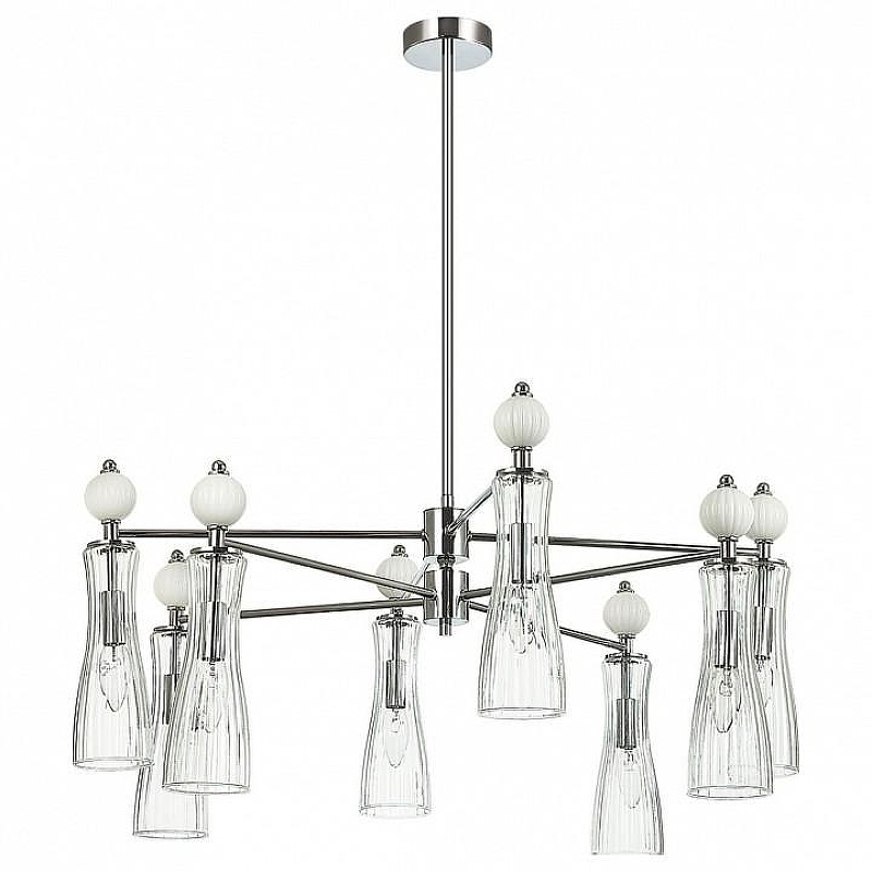 Люстра на штанге Lumion EMILY 8268/8 цвет плафона/подвески Прозрачный, цвет арматуры Белый, Хром