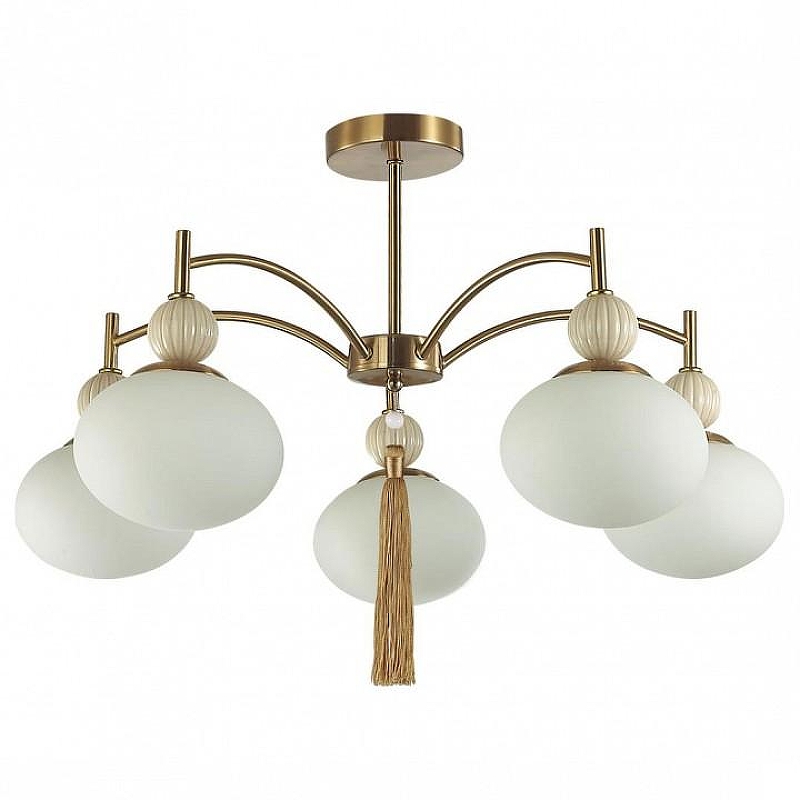 Люстра на штанге Lumion GLORIYA 8272/5C цвет плафона/подвески Белый, цвет арматуры Бежевый, Латунь