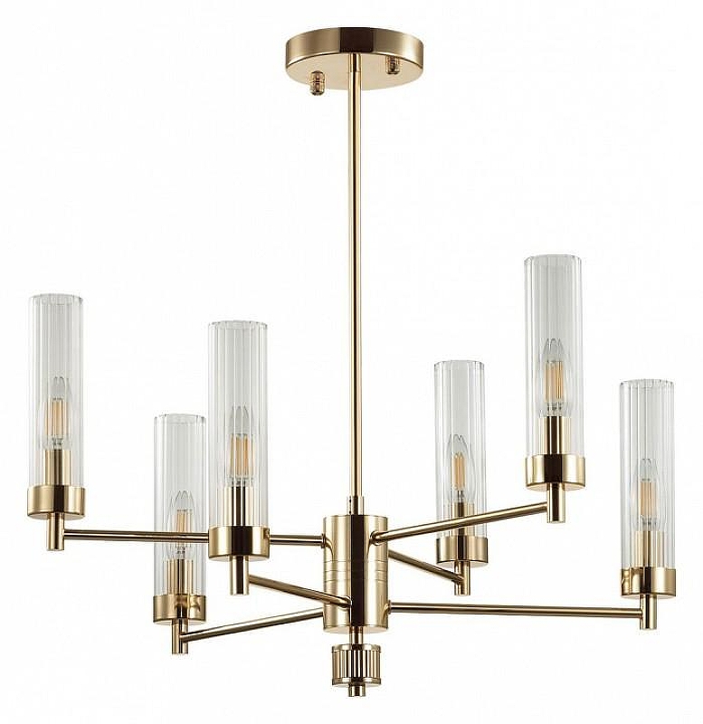 Люстра на штанге Lumion Kamilla 5274/6C цвет плафона/подвески Прозрачный, цвет арматуры Золото
