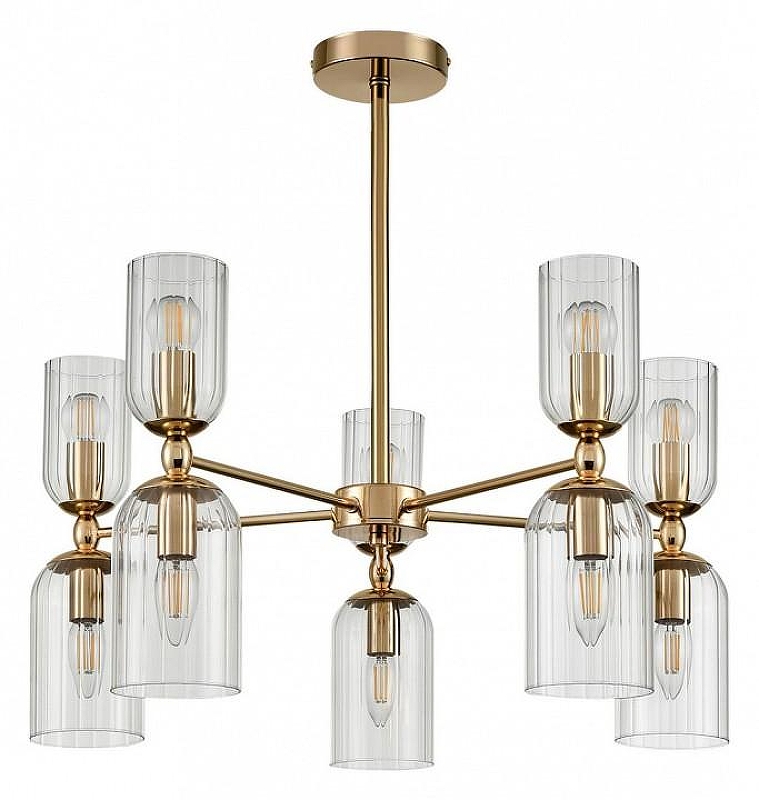 Люстра на штанге Lumion Kassia 6586/10 цвет плафона/подвески Прозрачный, цвет арматуры Золото