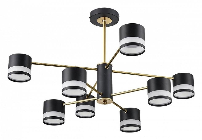 Люстра на штанге Lumion Lanika 8240/8C цвет плафона/подвески Черный, цвет арматуры Латунь, Черный
