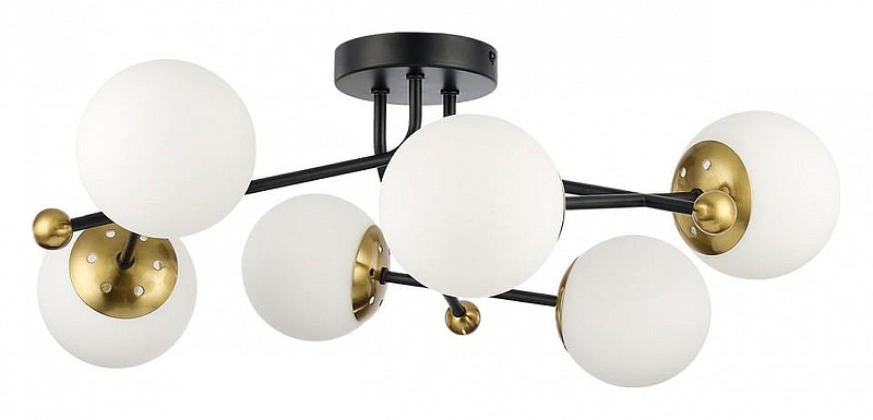 Люстра на штанге Lumion Melody 6581/6C цвет плафона/подвески Белый, цвет арматуры Золото, Черный