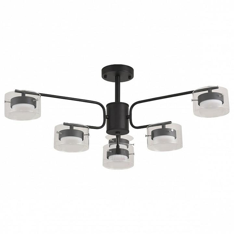 Люстра на штанге Lumion NATALINA 8349/6C цвет плафона/подвески Прозрачный, цвет арматуры Черный