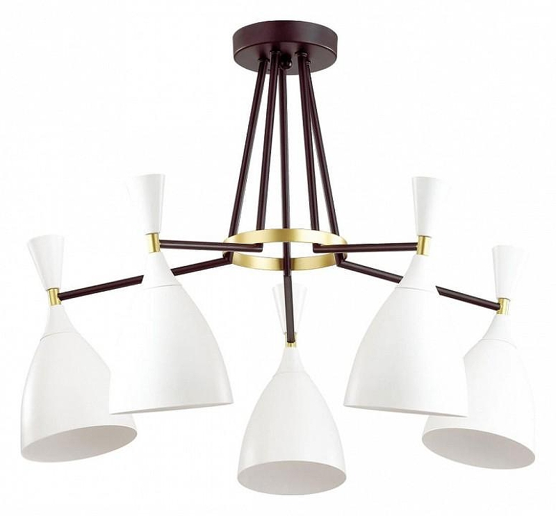 Люстра на штанге Lumion Oliver 4494/5C цвет плафона/подвески Белый, цвет арматуры Золото, Черный