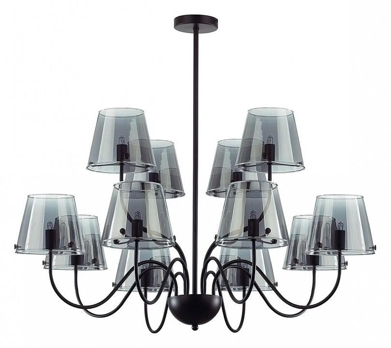 Люстра на штанге Lumion Smoky 6570/12C цвет плафона/подвески Светло-серый, цвет арматуры Черный