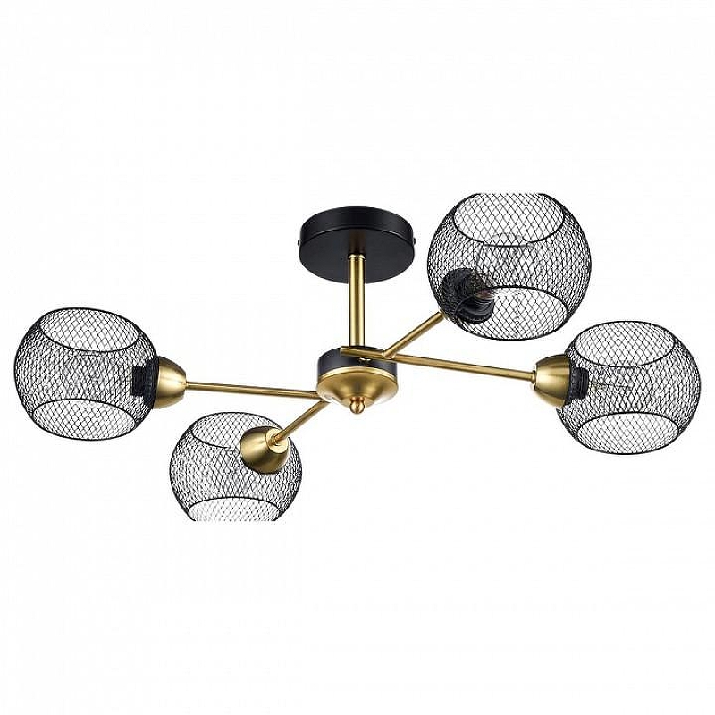 Люстра на штанге Lumion TUNARA 8247/4C цвет плафона/подвески Черный, цвет арматуры Бронза, Черный