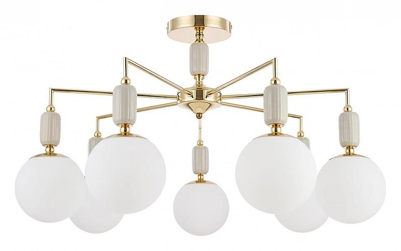Люстра на штанге Lumion Vivien 6580/7C цвет плафона/подвески Белый, цвет арматуры Золото, Серый