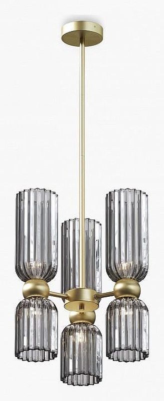 Люстра на штанге Maytoni Ant1c MOD302PL-06GR цвет плафона/подвески Светло-серый, цвет арматуры Золото