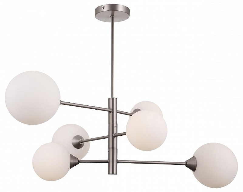 Люстра на штанге Moderli Molecule V10840-6P цвет плафона/подвески Белый, цвет арматуры Хром