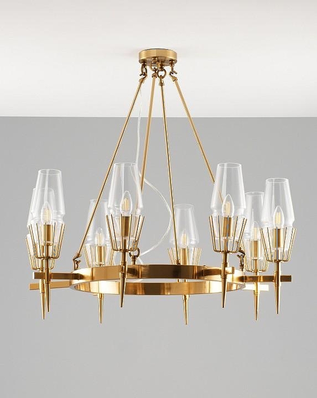 Люстра на штанге Moderli Stella V10360-8P цвет плафона/подвески Прозрачный, цвет арматуры Латунь
