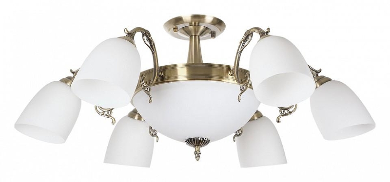 Люстра на штанге MyFar Ceiling MR1523-8C цвет плафона/подвески Белый, цвет арматуры Бронза