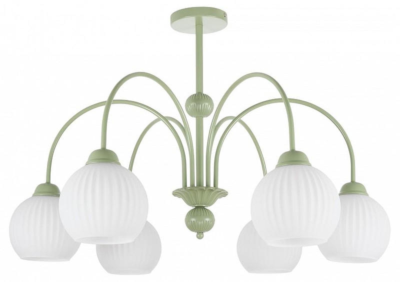 Люстра на штанге MyFar Flora MR2271-6С цвет плафона/подвески Белый, цвет арматуры Зеленый