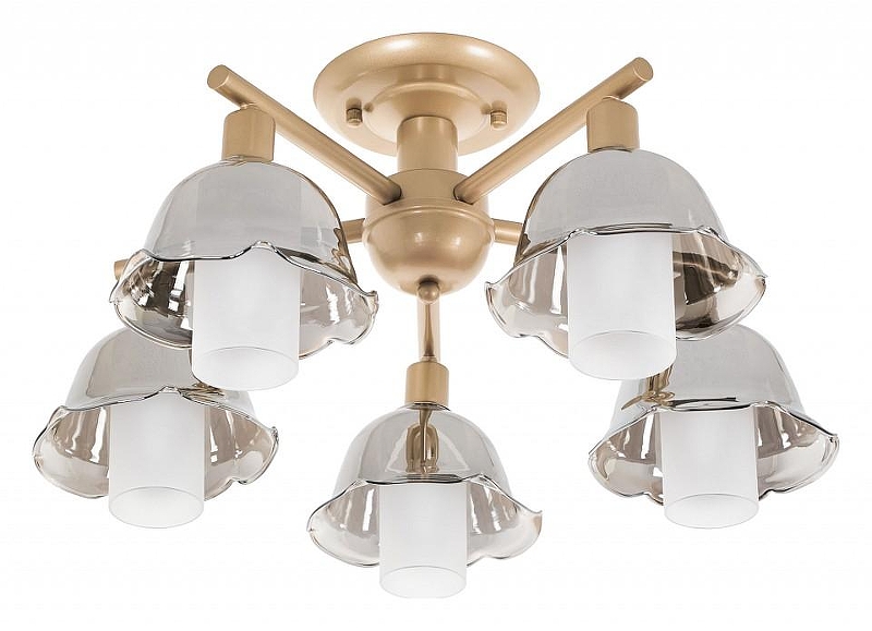 Люстра на штанге MyFar Lisa MR1481-5C цвет плафона/подвески Белый, Дымчатый, цвет арматуры Шампань