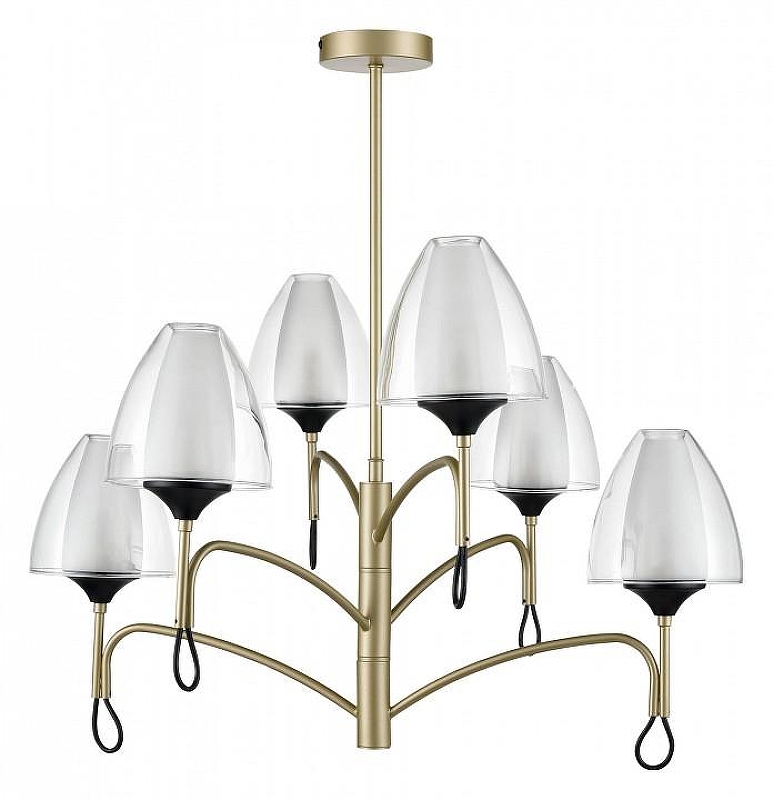 Люстра на штанге Vele Luce Oro VL5654P16 цвет плафона/подвески Белый, Прозрачный, цвет арматуры Черный, Бежевый