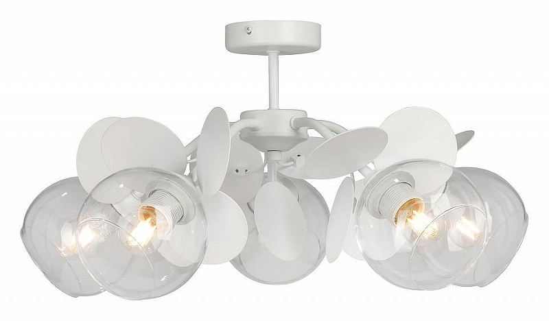 Люстра на штанге Vitaluce V2058 V2058-0/5PL цвет плафона/подвески Прозрачный, цвет арматуры Белый