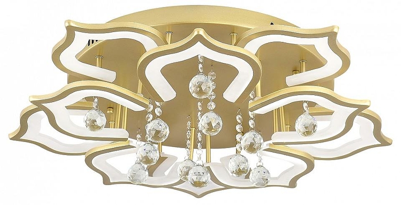Люстра Natali Kovaltseva FLOREL INNOVATION STYLE 83053 цвет плафона/подвески Белый, Золото, Прозрачный, цвет арматуры Золото