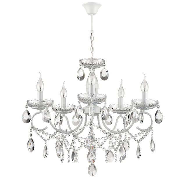 люстра подвесная LUMION Classi E14 5х40Вт металл хрусталь белый