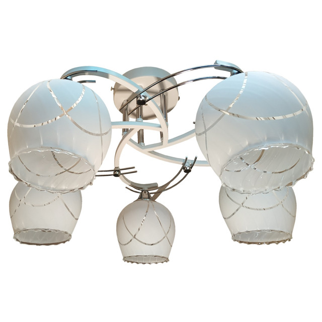 люстра потолочная Jupiter Lighting Майер 5х60Вт E27 стекло металл белый