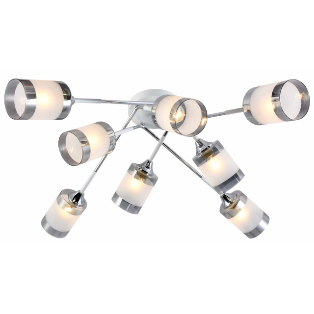люстра потолочная SCHAFFNER Bolso 8х60Вт E27 стекло металл белый хром