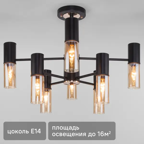 Люстра потолочная Tesoro 70125/8 8 ламп 16 м² цвет черный