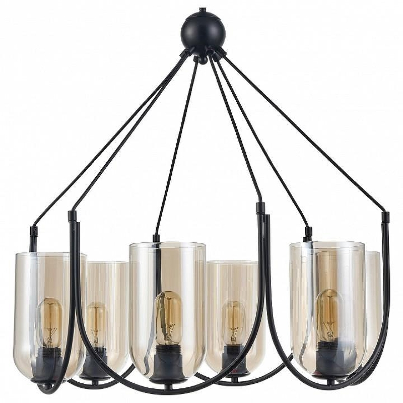 Люстра Vele Luce Fiamma VL5812P06 цвет плафона/подвески Янтарный, цвет арматуры Черный