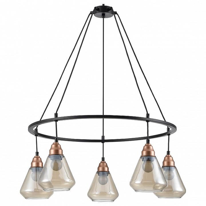 Люстра Vele Luce Norina VL5842P05 цвет плафона/подвески Коньячный, цвет арматуры Черный