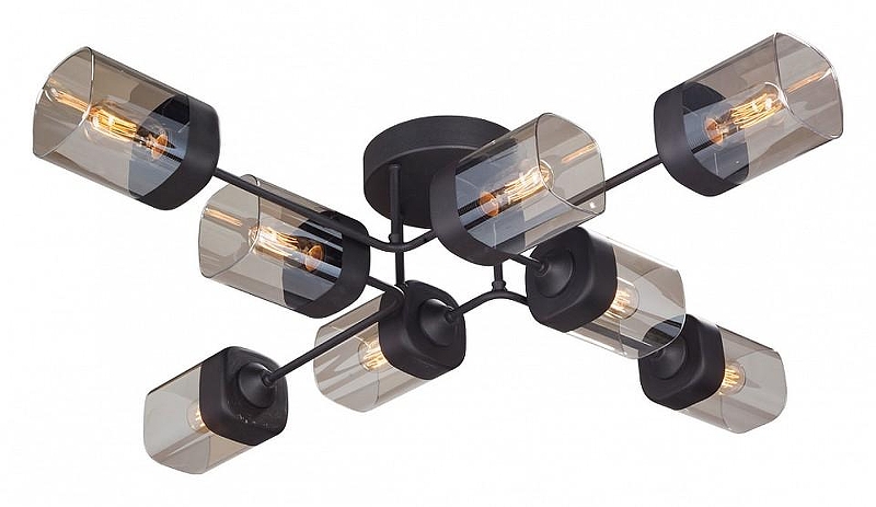 Люстра Vitaluce 4889 V4889-1/8PL цвет плафона/подвески Коньячный, цвет арматуры Черный